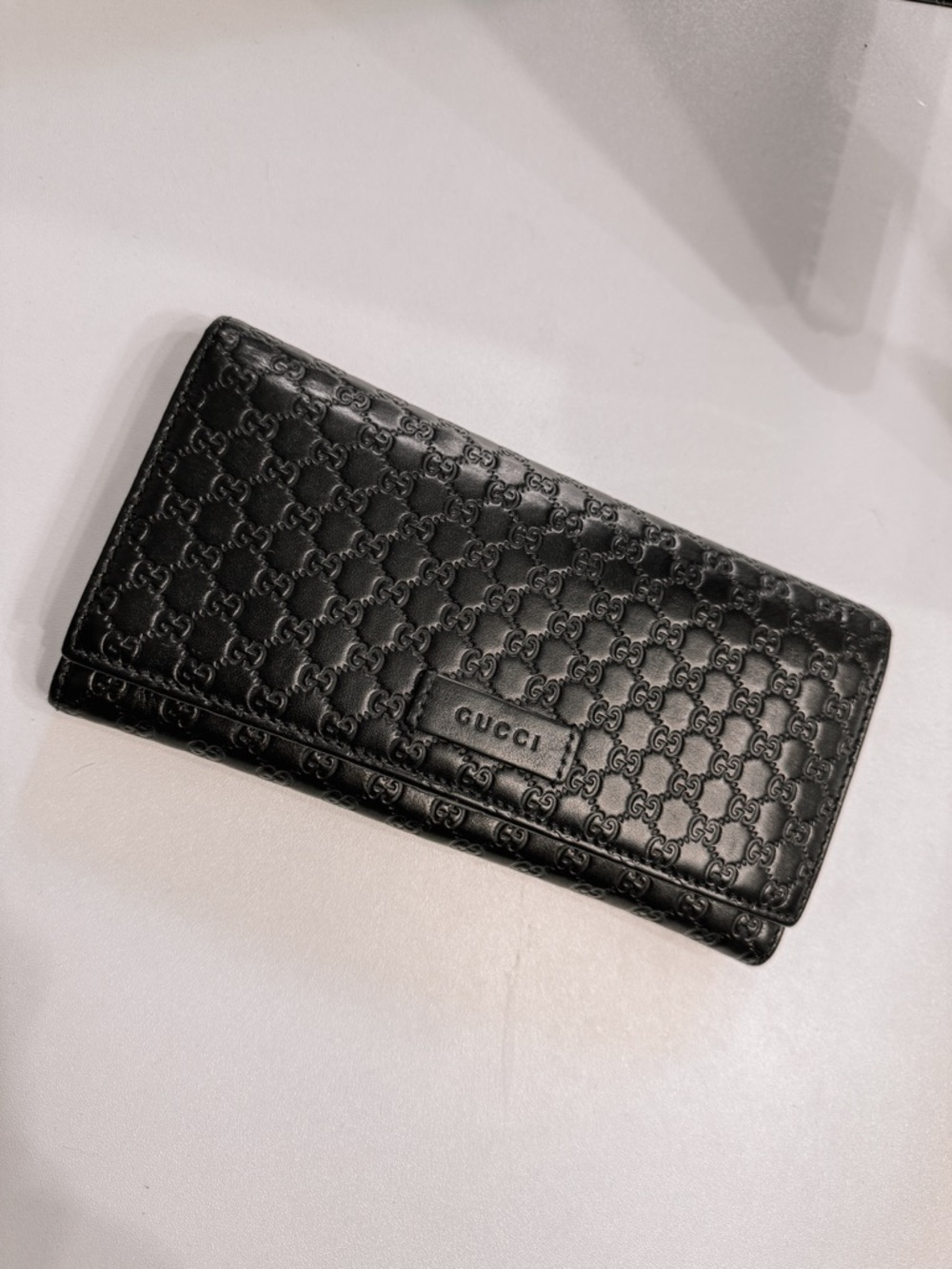 Gucci Black Embossed GG Leather Long Wallet